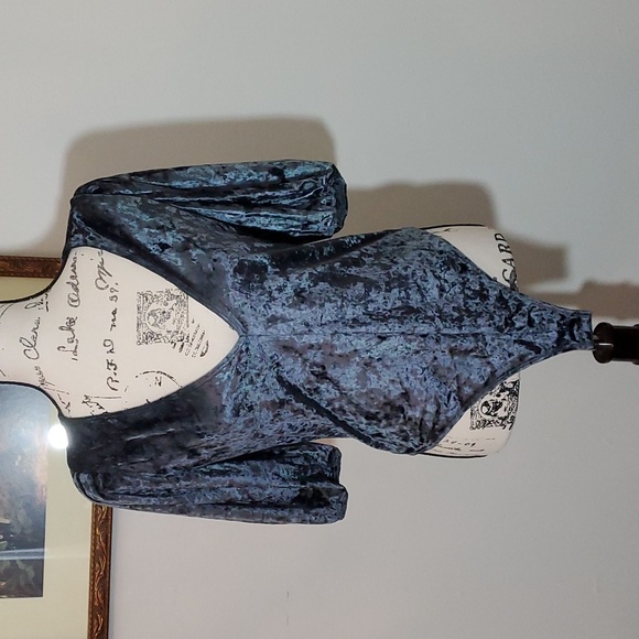 Free People blue velvet body suit - Picture 1 of 10